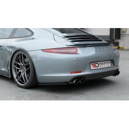 Накладки сплиттеры боковые на задний бампер на Porsche 911 / 991 Carrera