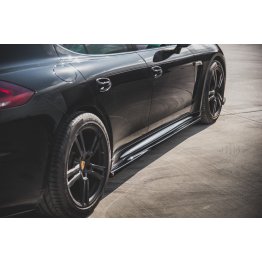 Накладки сплиттеры на пороги на Porsche Panamera I 970 Turbo рестайл