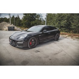 Накладки сплиттеры на пороги на Porsche Panamera I 970 Turbo рестайл