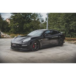 Накладки сплиттеры на пороги Вариант2 на Porsche Panamera I 970 Turbo рестайл