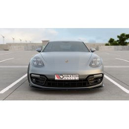 Накладка сплиттер на передний бампер на Porsche Panamera II Turbo / GTS / Sport Design