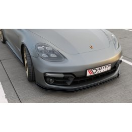 Накладка сплиттер на передний бампер на Porsche Panamera II Turbo / GTS / Sport Design