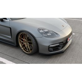 Накладка сплиттер на передний бампер на Porsche Panamera II Turbo / GTS / Sport Design
