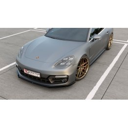 Накладка сплиттер на передний бампер на Porsche Panamera II Turbo / GTS / Sport Design