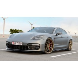Накладка сплиттер на передний бампер на Porsche Panamera II Turbo / GTS / Sport Design