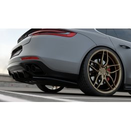 Накладки сплиттеры боковые на задний бампер на Porsche Panamera II Turbo