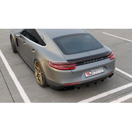 Накладки сплиттеры боковые на задний бампер на Porsche Panamera II Turbo