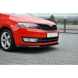 Накладка сплиттер на передний бампер на Skoda Rapid