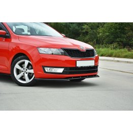 Накладка сплиттер на передний бампер Вар2 на Skoda Rapid