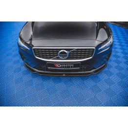 Накладка сплиттер на передний бампер Вариант2 на Volvo S60 III R-Design