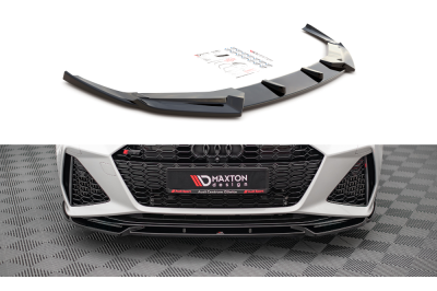 Накладка сплиттер на передний бампер Вариант2 на Audi RS6 C8 / RS7 C8