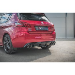 Накладка сплиттер на задний бампер на Peugeot 308 II GT рестайл с имитацией насадок