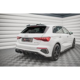 Диффузор заднего бампера с имитацией насадок глушителя на Audi S3 8Y Sportback