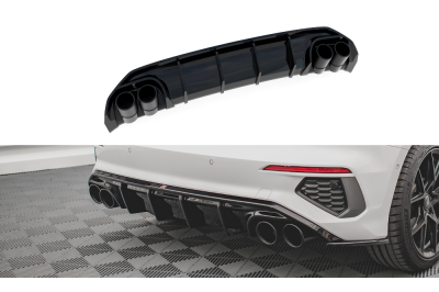 Диффузор заднего бампера с имитацией насадок глушителя на Audi S3 8Y Sportback