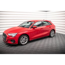 Накладки сплиттеры на пороги на Audi A3 8Y Sportback