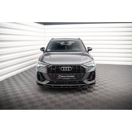 Накладка сплиттер на передний бампер V2 на Audi Q3 F3 S-Line