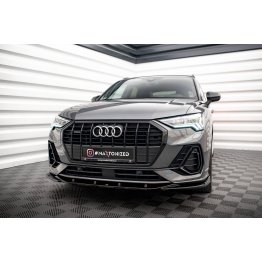 Накладка сплиттер на передний бампер V2 на Audi Q3 F3 S-Line