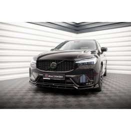 Накладка сплиттер на передний бампер на Volvo XC60 II R-Design рестайл