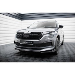 Накладка сплиттер на передний бампер на Skoda Kodiaq Sportline рестайл