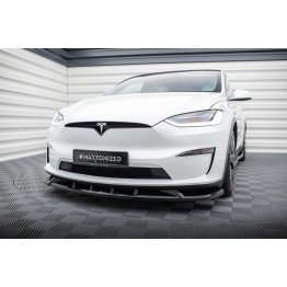 Накладка сплиттер на передний бампер на Tesla Model X рестайл