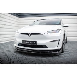 Накладка сплиттер на передний бампер на Tesla Model X рестайл