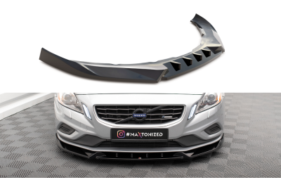 Накладка сплиттер на передний бампер на Volvo S60 II R-Design