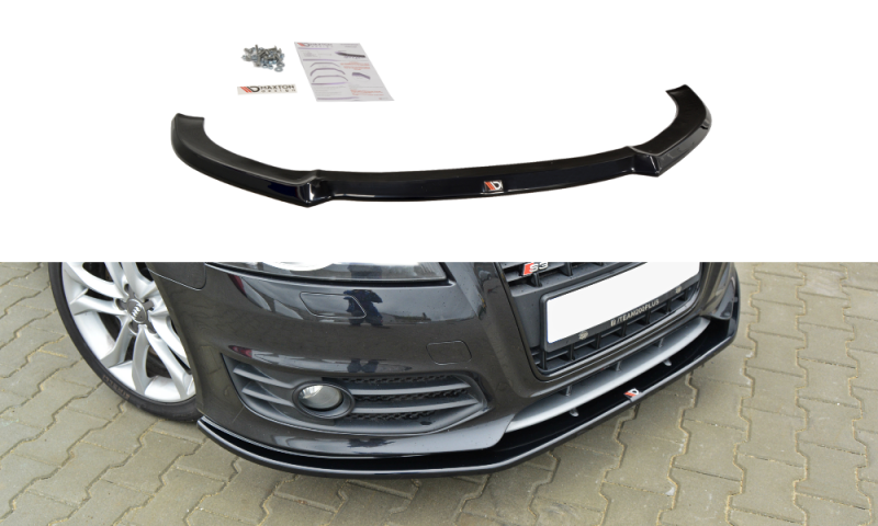Накладка сплиттер на передний бампер вариант 2 AU-S3-2F2-FD1 на Audi S3 8P реста