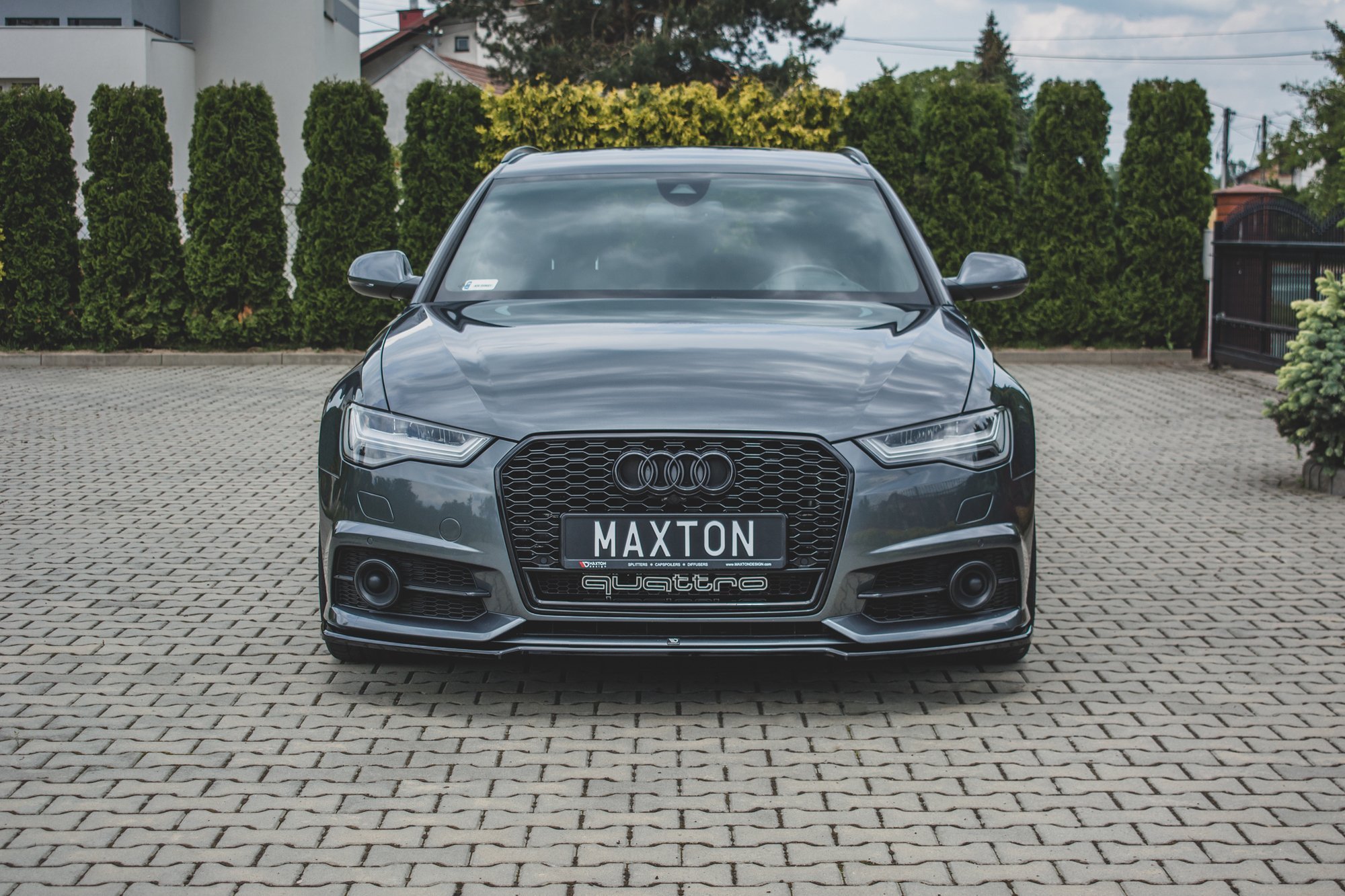 AU-S6-C7F-FD1 Накладка сплиттер на передний бампер Вар2 на Audi A6 C7 S-Line / S
